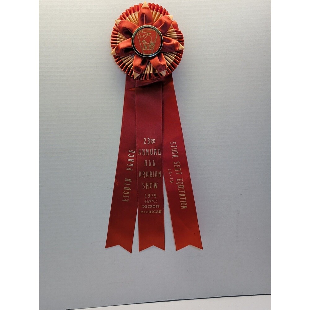 1979 23rd Annual All Arabian Horse Show Ribbon Detroit 8th Place Stock Seat